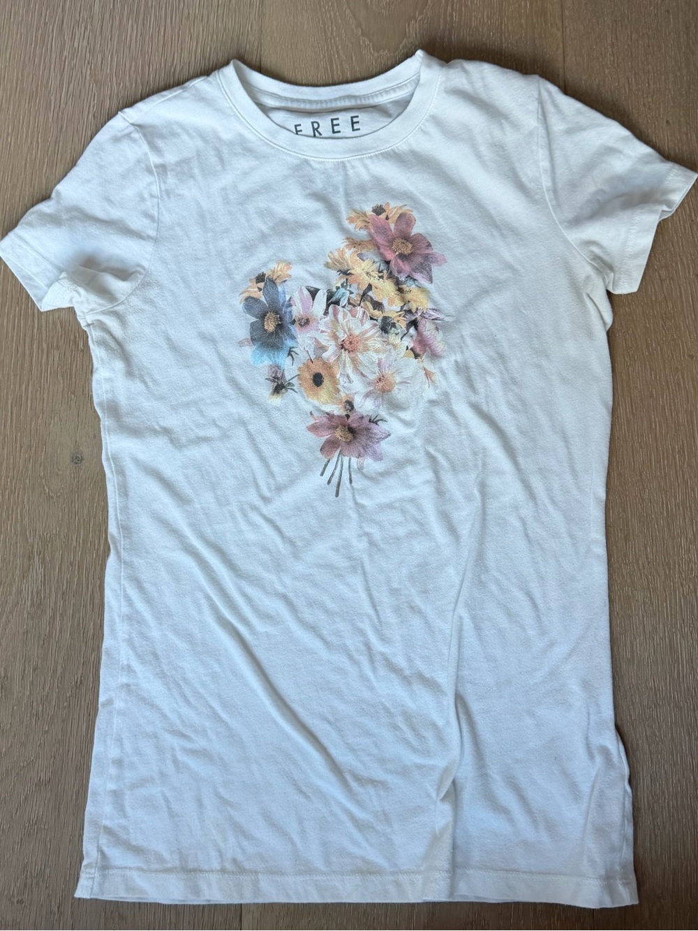Free State White Tee with Pastel Floral Bouquet